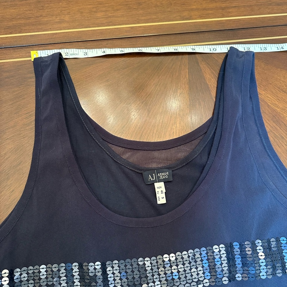 Emporio Armani Navy Blue Sequin Detail Romper | Size 4 - Picture 2 of 11